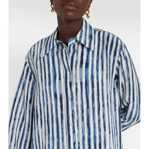 Vince women’s Painterly Stripe Oversized Shirt White Blue S - Picture 7 of 16